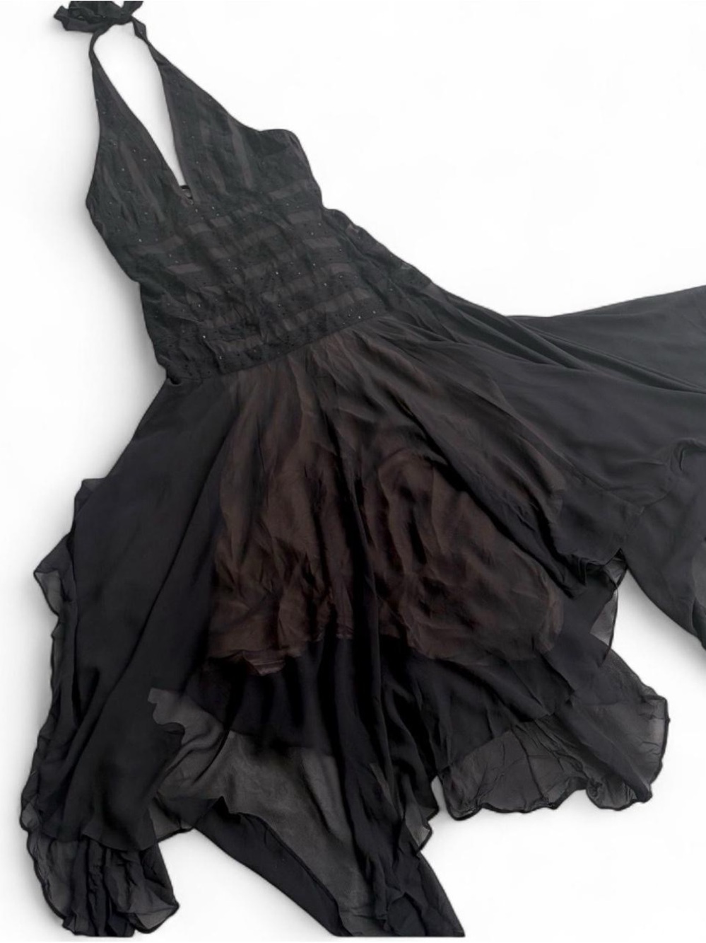 BCBGMaxAzria Black Halter Silk Gown